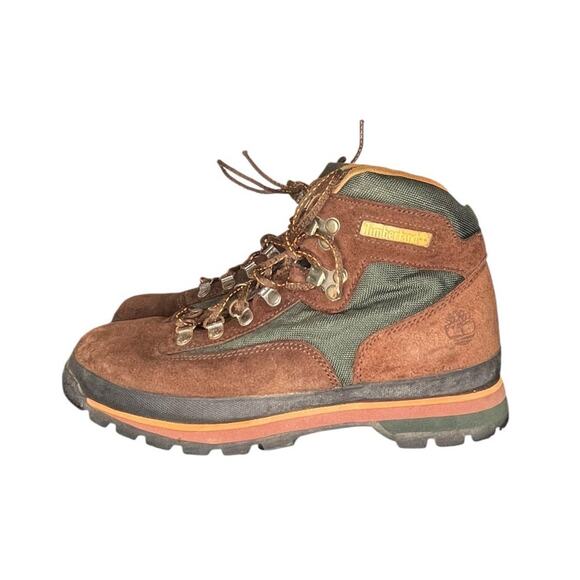 Timberland Classic Euro Leather Hiking BOOTS Brown/Olive #95354 Size 9M - Picture 1 of 6